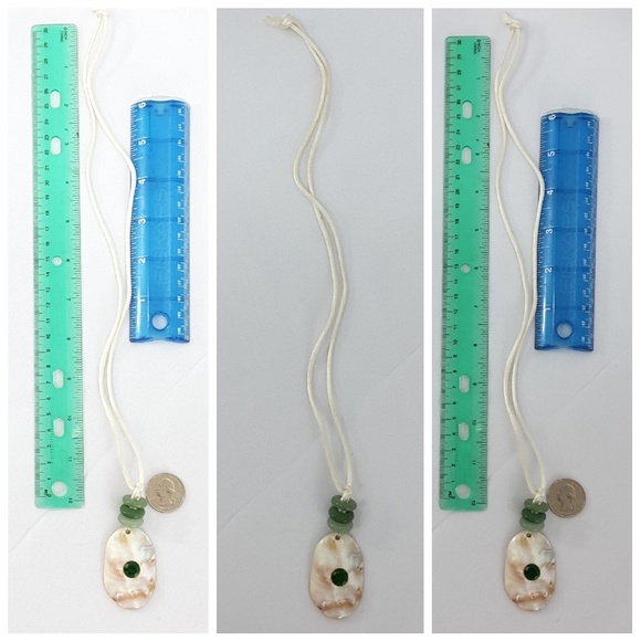 Shell pendant with spacer beads on silk cord,18" - Picture 2 of 8